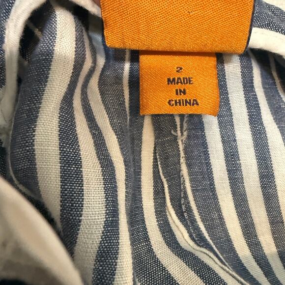 Tory Burch 2 linen side zip striped pant P3 2894 - Picture 6 of 14